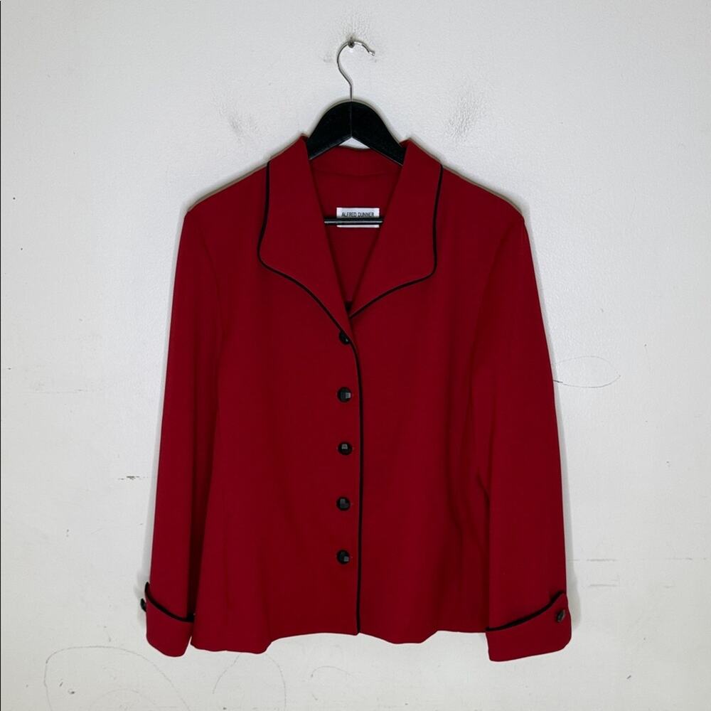 Alfred Dunner Vibrant Red Blazer w/ Black Trim & Details Size 12